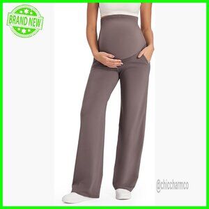 Maternity Yoga Pants Over Belly Stretchy Wide Leg Lounge Work Pregnancy